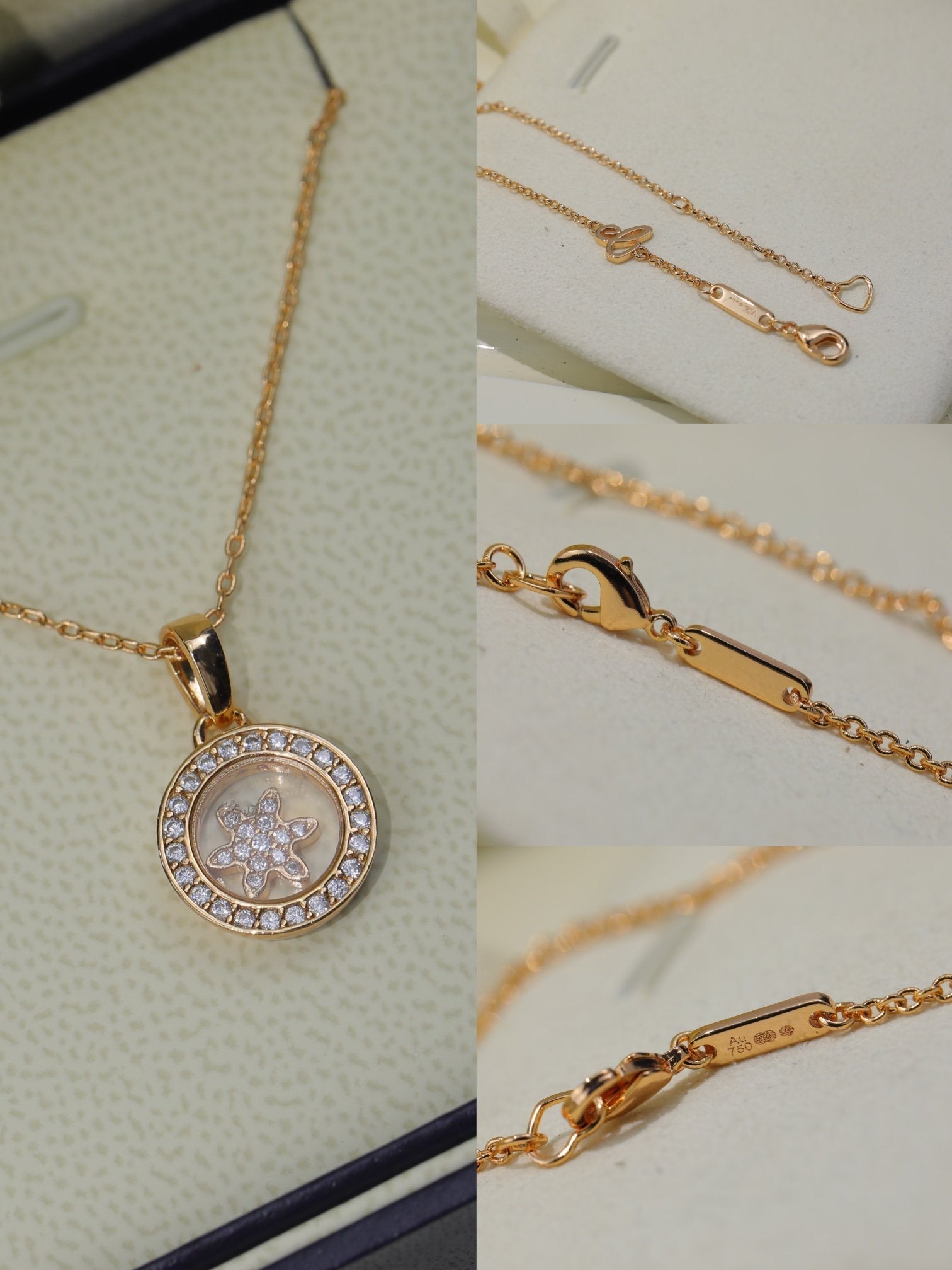 HAPPY HEART PEDANT DIAMOND PINK GOLD NECKLACE