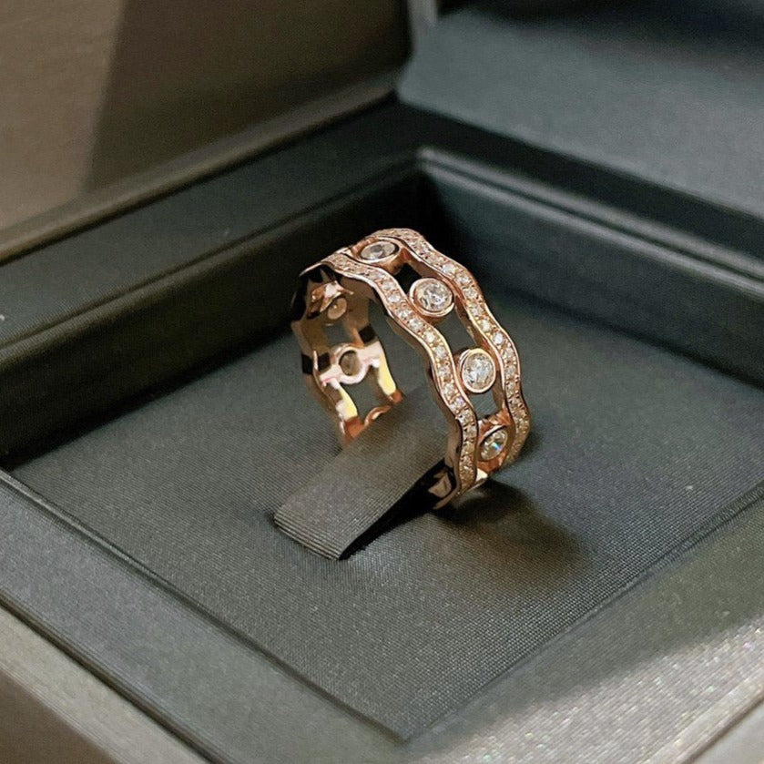 MESSIK PINK GOLD DIAMOND RING DOUBLE ROWS