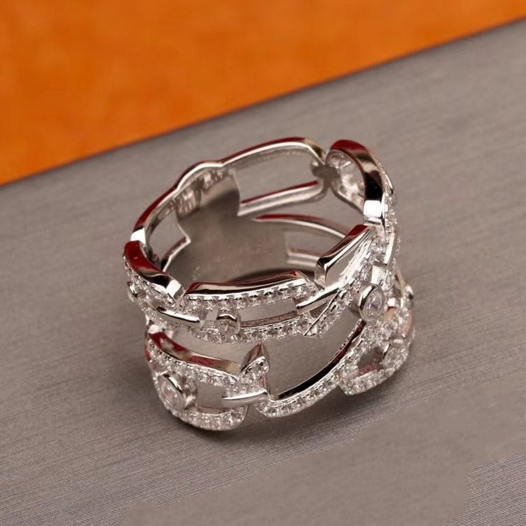 MESSIK DOUBLE ROWS RING SILVER DIAMOND