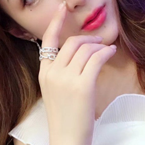 MESSIK DOUBLE ROWS RING SILVER DIAMOND