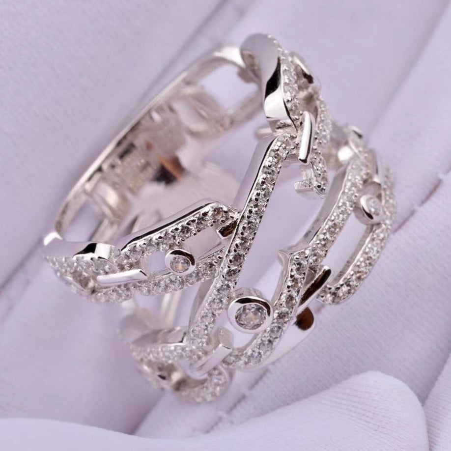 MESSIK DOUBLE ROWS RING SILVER DIAMOND