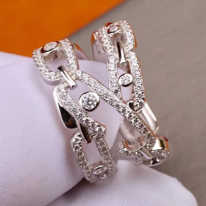 MESSIK DOUBLE ROWS RING SILVER DIAMOND