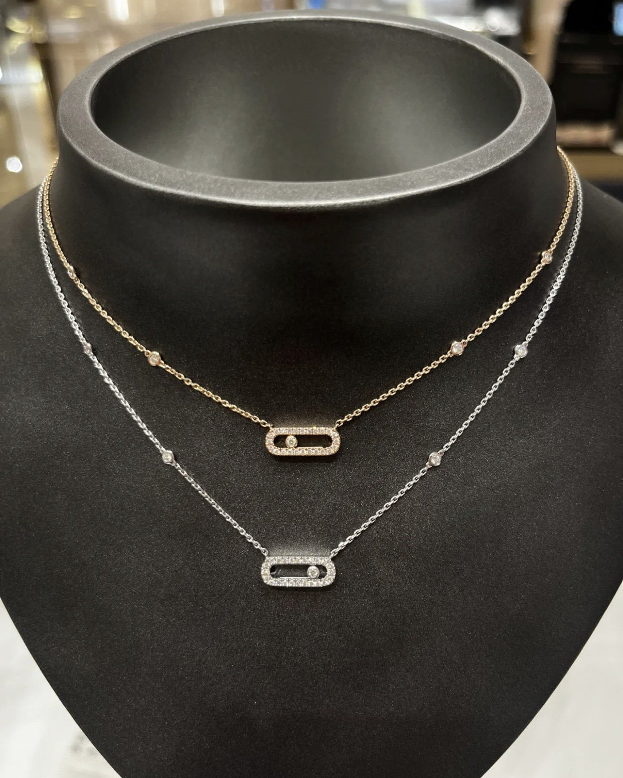 MOVE UNO PAVED SILVER DIAMOND NECKLACE