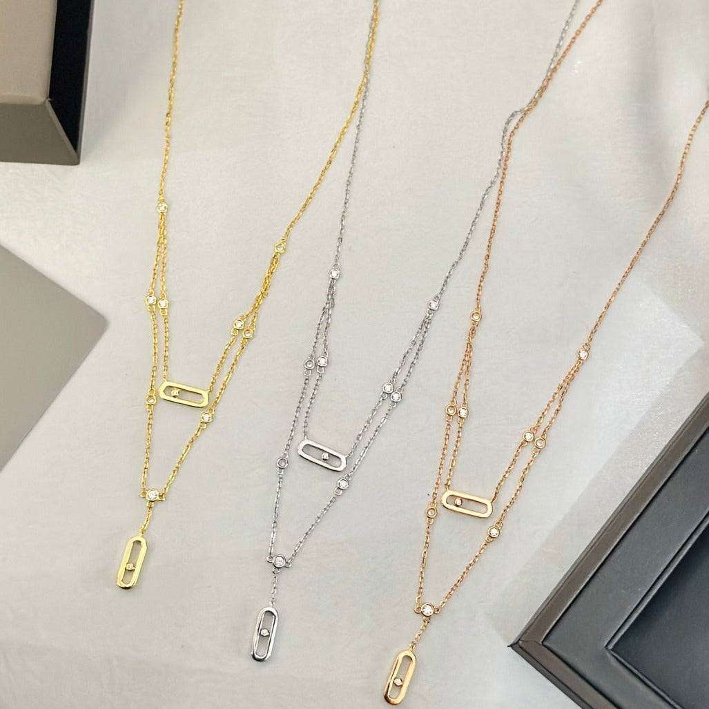 MOVE UNO 2 RANGS PAVED NECKLACE