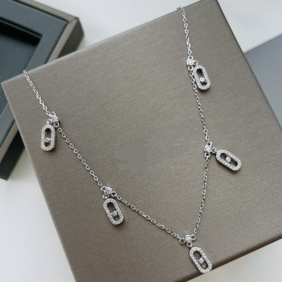 CHOKER MOVE UNO PAMPILLE PAVED SILVER DIAMOND NECKLACE