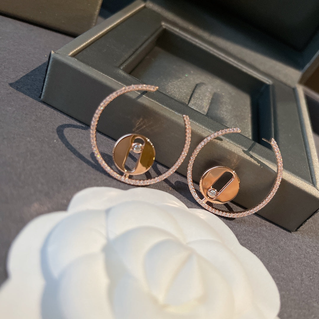 CREOLES LUCKY MOVE PM PINK GOLD DIAMOND EARRINGS