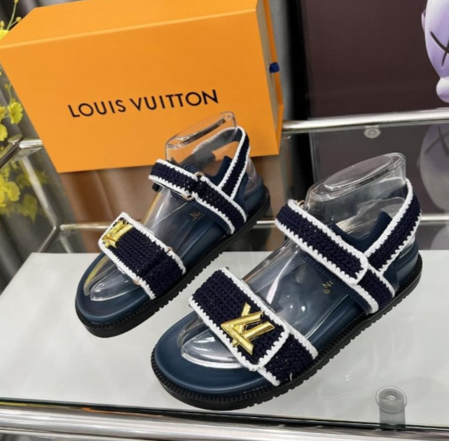 LV Sunset Comfort Sandal Dark Blue Cotton Leather