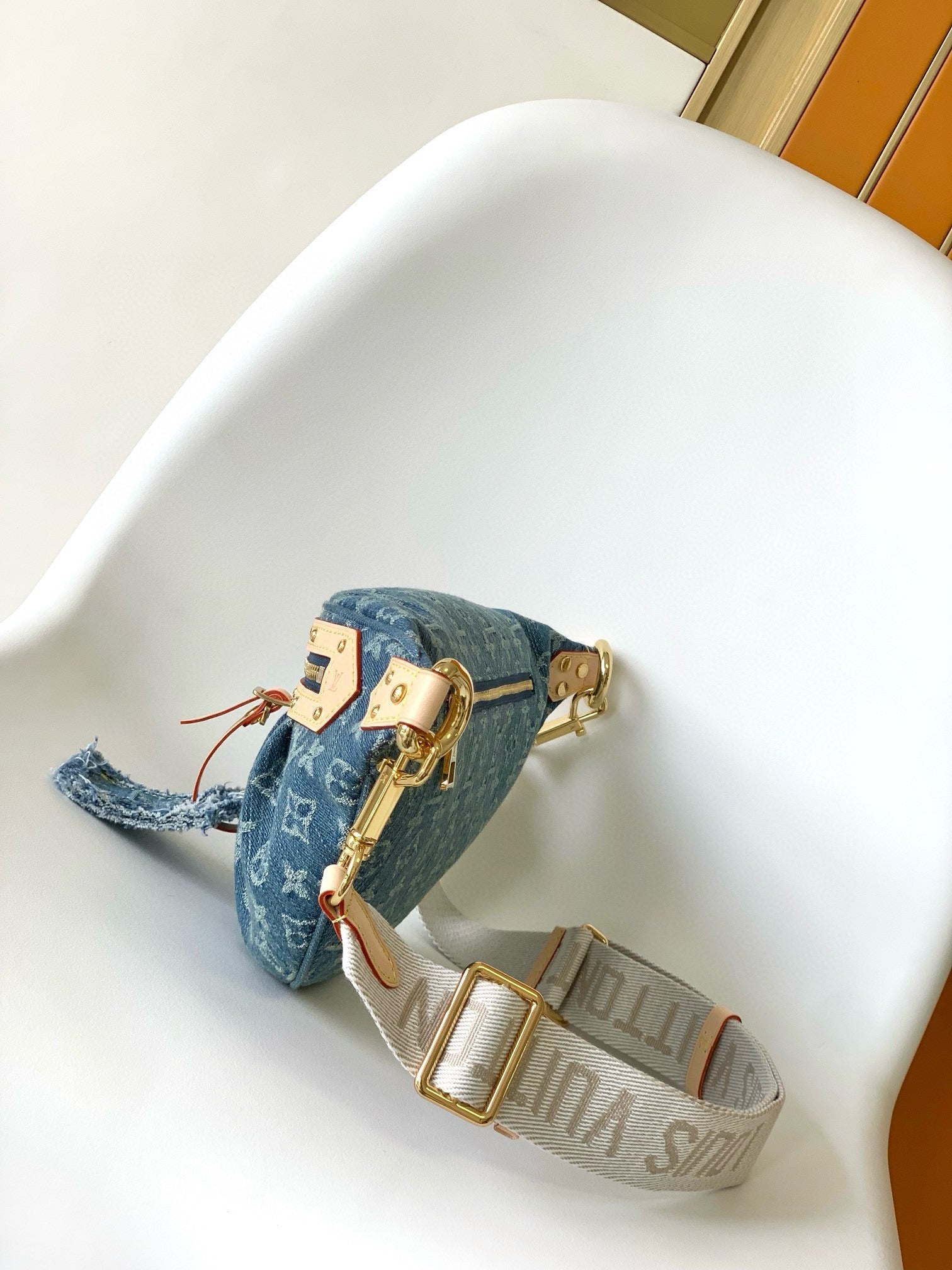 LV High-rise Bumbag Denim Blue Montage-coated Canvas