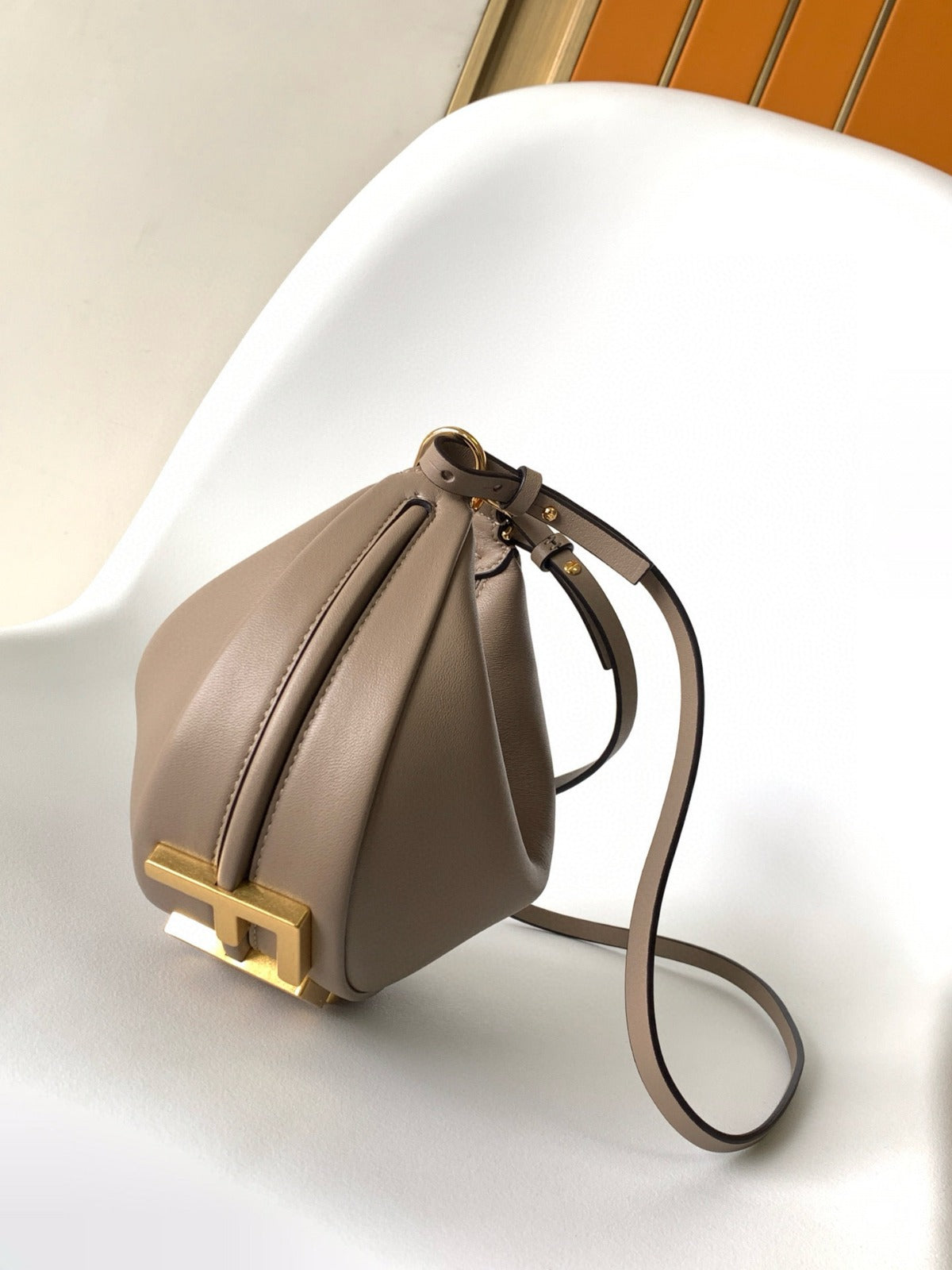 FENDIGRAPHY MINI 20 BAG GREY LEATHER GOLD HARDWARE