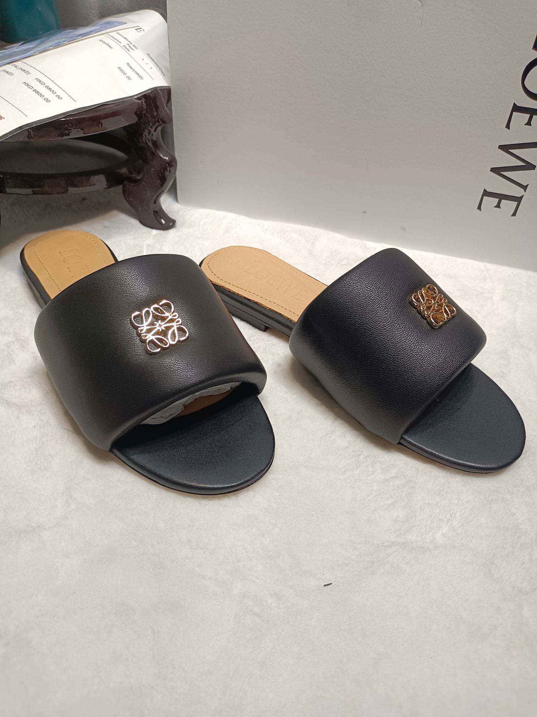 Loewe Anagram Padded Slide Multicolor Flat Sheepskin
