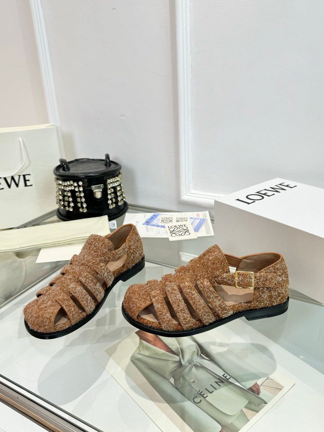 Loewe Campo Sandals Snowflake Cow Suede 246500