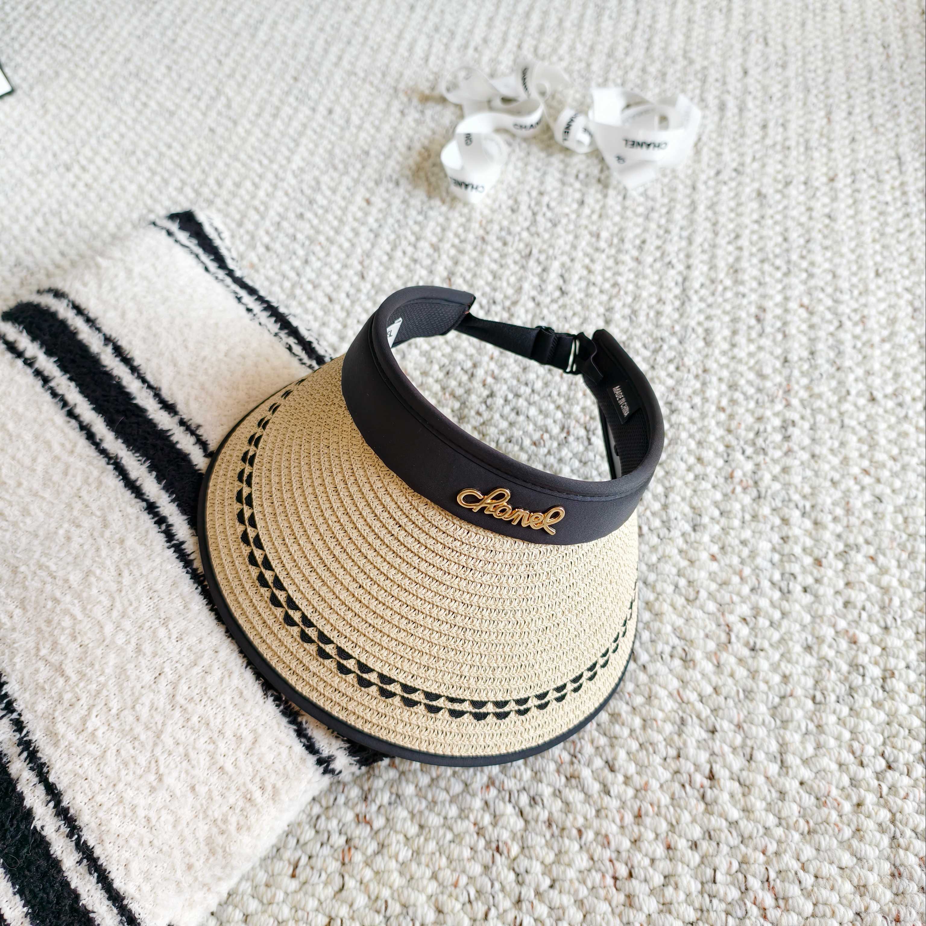 Chanel Sun Hat with Visor Straw Fabric 237221