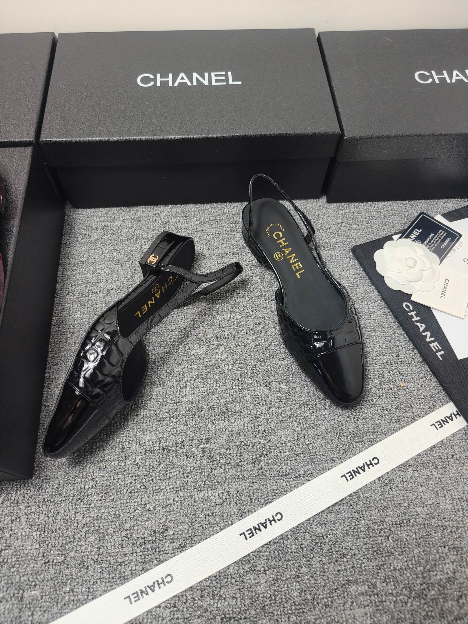 Chanel 2026 Crocodile Empossed Slingback Glossy Calfskin 855982