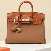 High-end Hermes 2026 Birkin Bag 25cm Togo And Crocodile Leather