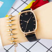 Simple And Exquisite Womens Tonneau Belt Quartz Watch