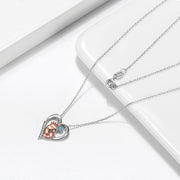 Love Footprint Sterling Silver Necklace - Heart Pendant with Turquoise