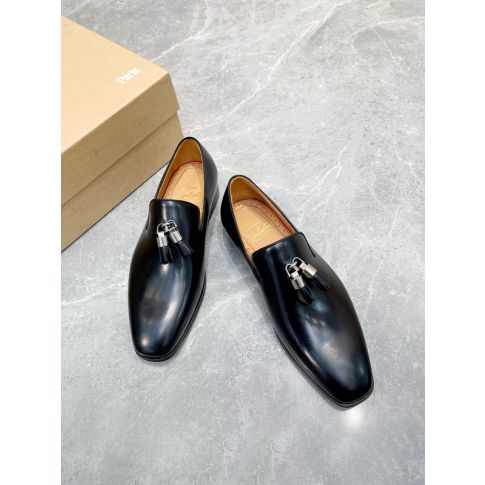 CL Dandelion Tassel Loafers Patinated Calf Leather Black
