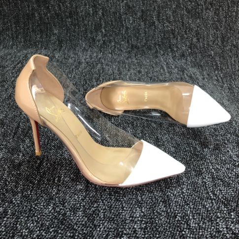 CL Debout Pumps Leather And PVC White Nude