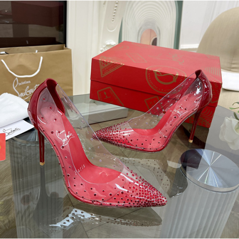 CL Degrastrass Pumps PVC Patent Leather Red