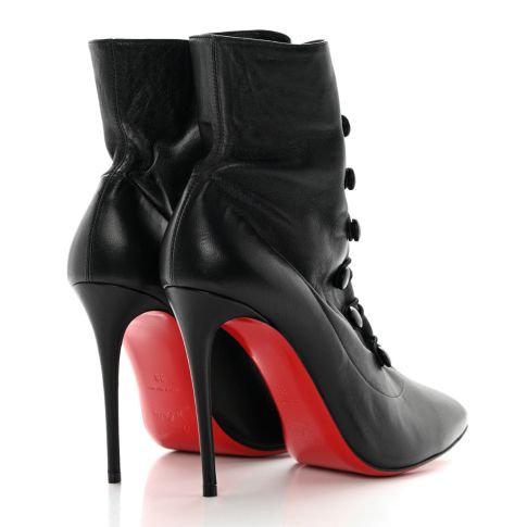 CL French Tutu Button Ankle Boot 100mm Calfskin Black
