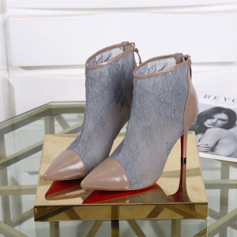 CL Gipsybootie Ankle Boots 90mm Lace Lame Specchio Gray