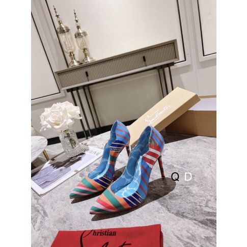 CL Hot Chick Pumps 100mm Striped Grand Bain Swimming Pool Patent Multicolor
