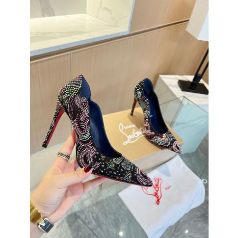 CL Hot Chick Starlight Pumps 100mm Veau Velours Black