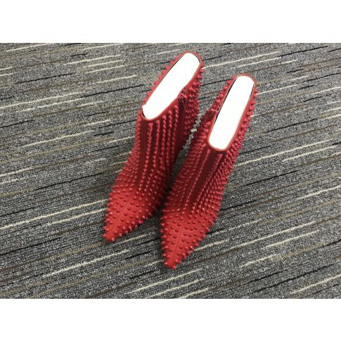 CL Snakilta Spiked Ankle Boots 100mm Calf Leather Red