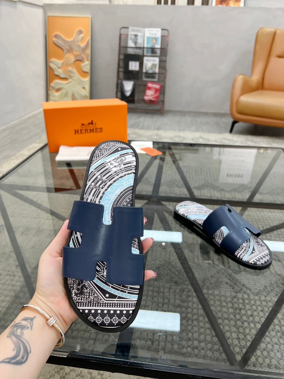 HM Men's Slides Calfskin 544610