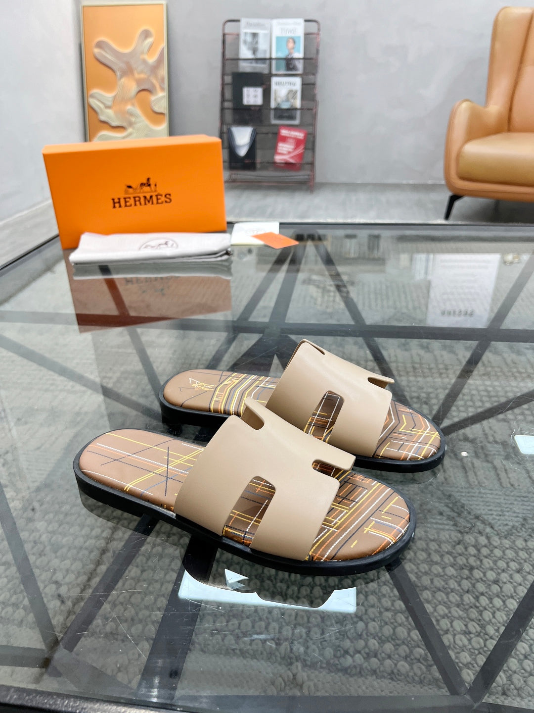HM Men's Slides Calfskin 544622
