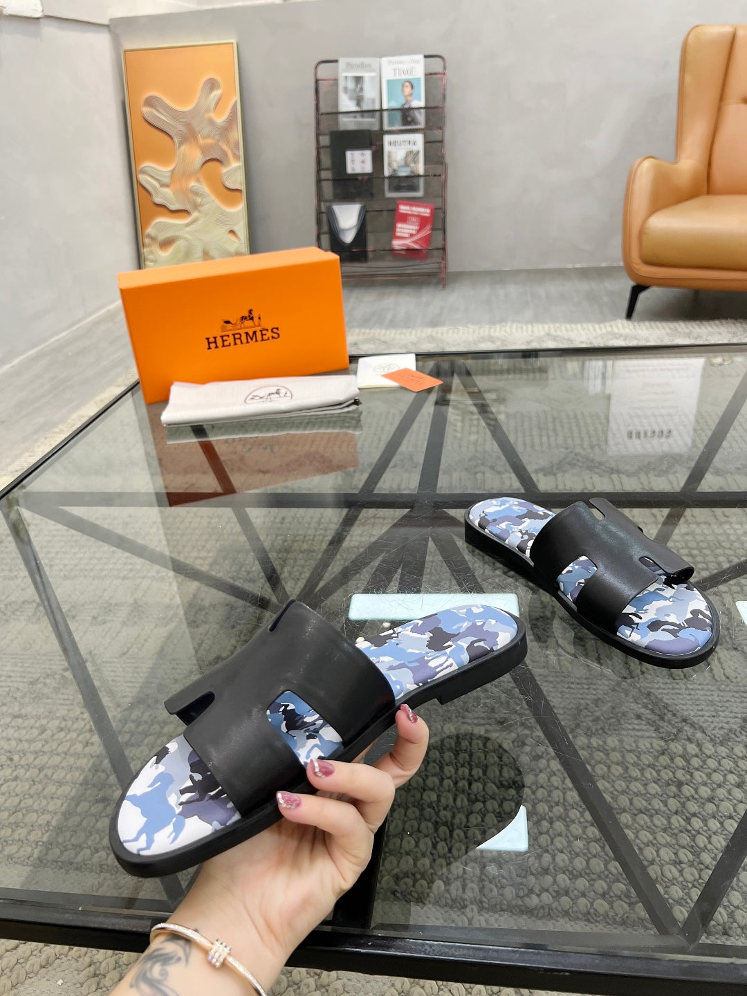 HM Men's Slides Calfskin 544622