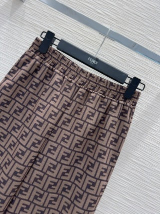 Fendi 25 Trouser Blue Brown Poliamide