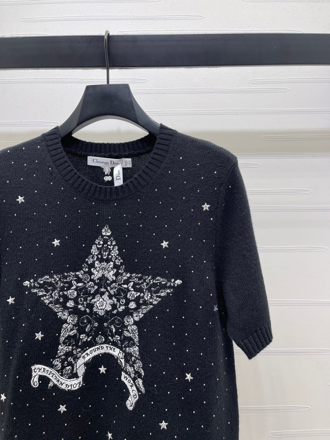 Dior 2026 Rhinestone Star Short-Sleeve Shirt Wool