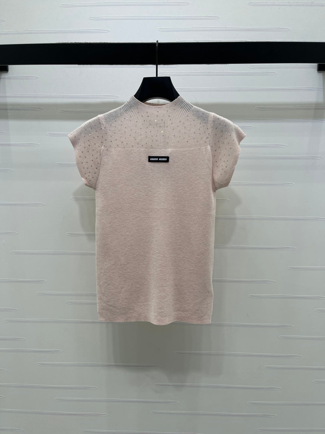 Miumiu 2026 Crew Neck Sheer Knit Short-sleeved Top Wool 352770