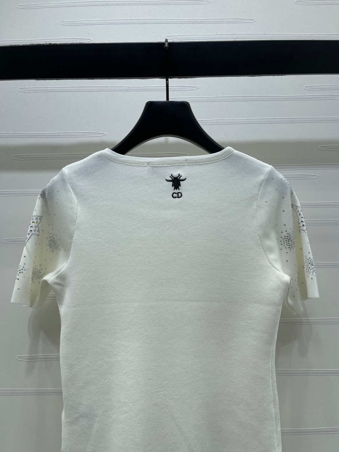 Dior 2026 Firework Neck Knit Short-Sleeve Top Wool 352601