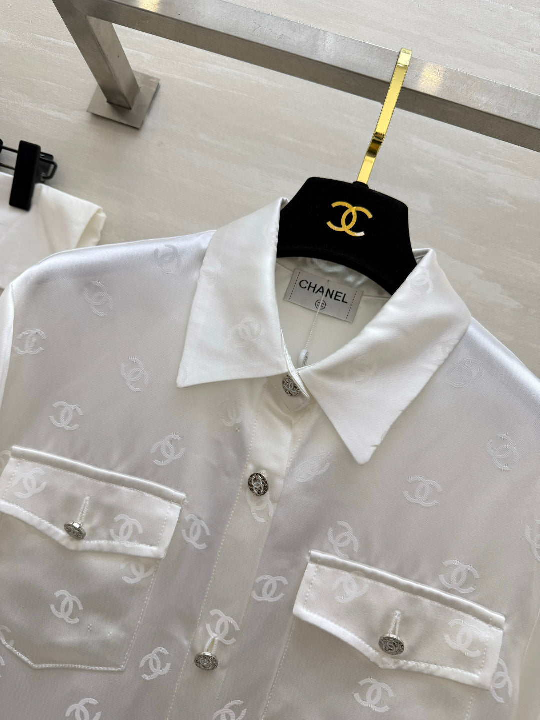 Chanel 2026 Double C Jacquard Acetate Silk Shirt 108151