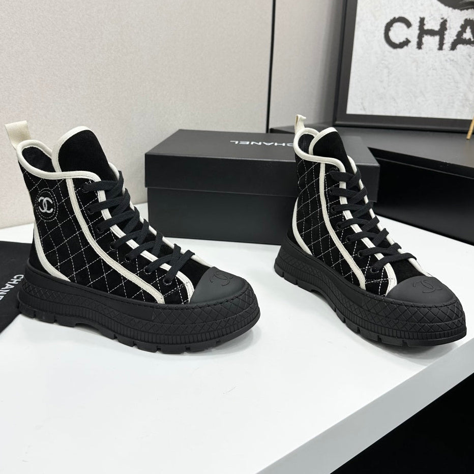 Chanel 2026 Quilted High Top Sneakers Suede Fabric 986146