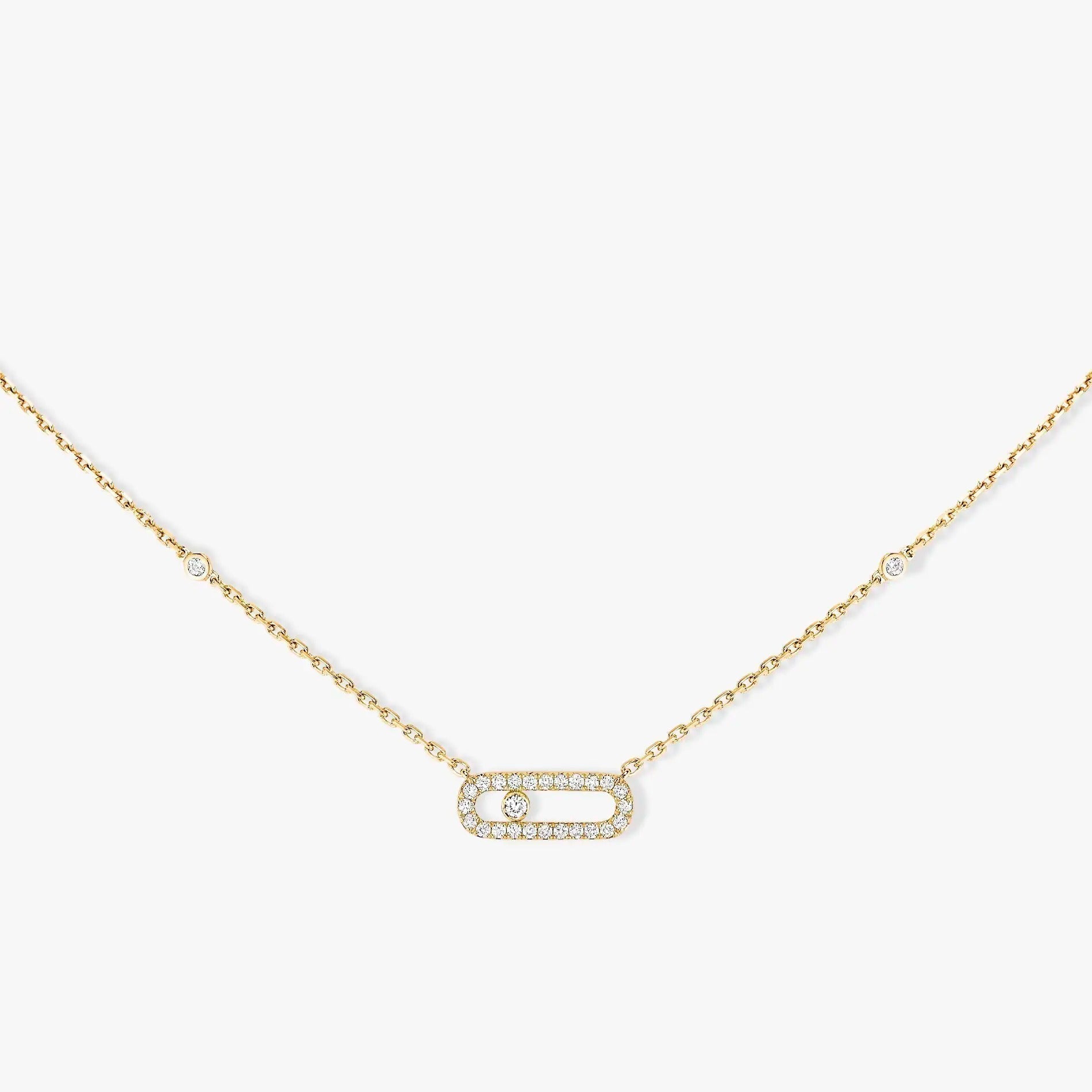 MOVE UNO PAVED SILVER DIAMOND NECKLACE