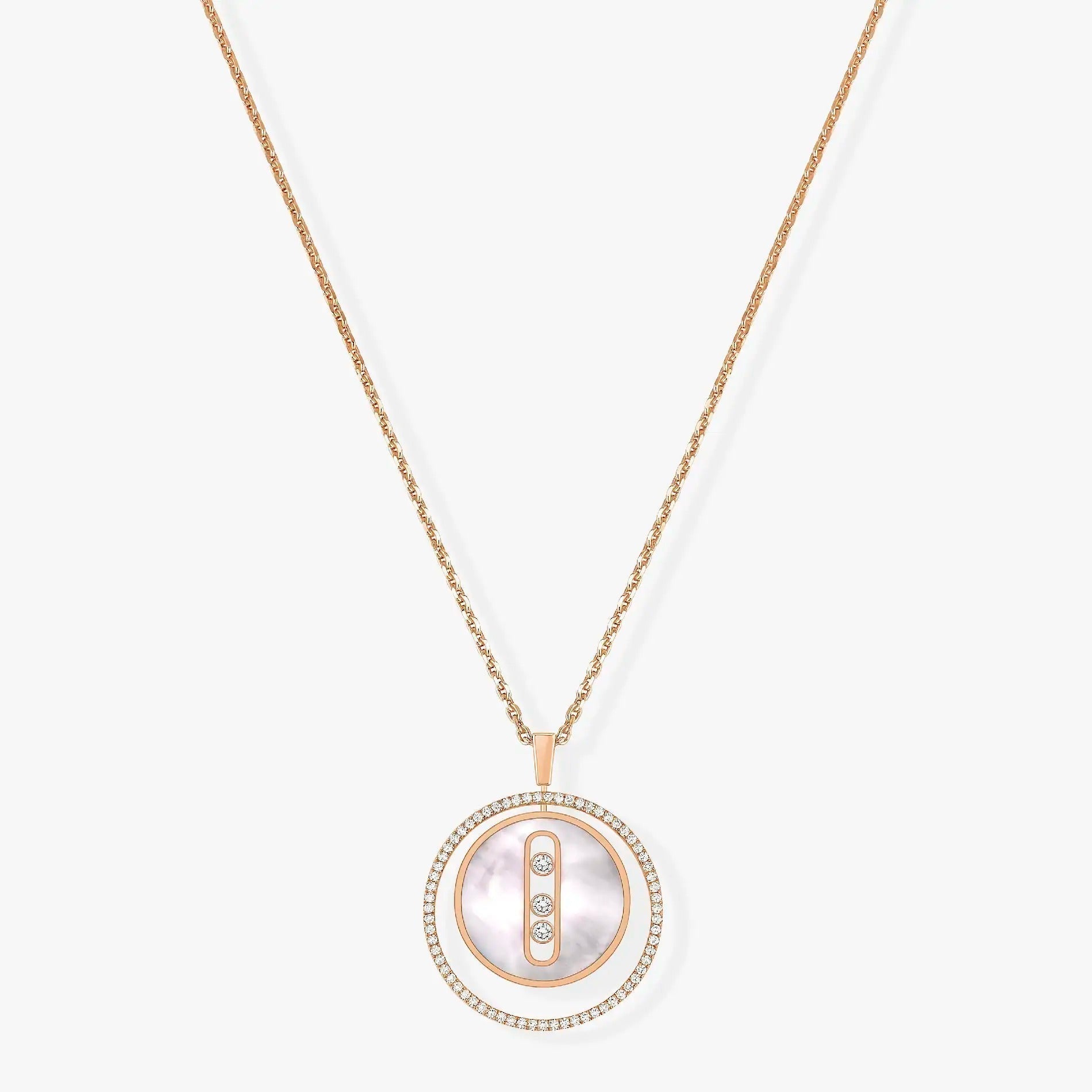 LUCKY MOVE MM NACRE BLANCHE DIAMOND NECKLACE