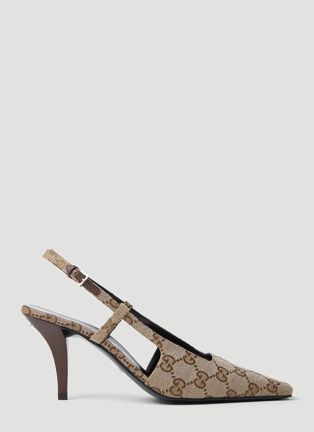 GG Slingback Pump Beige Eboni Monogram Canvas