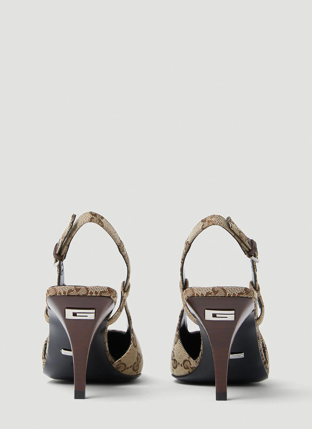 GG Slingback Pump Beige Eboni Monogram Canvas