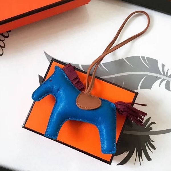 HM Rodeo Horse Bag Charm In Blue Mix Camarel/Ruby Leather