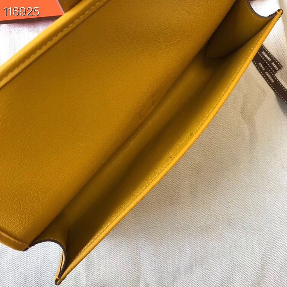 Hermes Jige Elan 29 Clutch In Yellow Epsom Leather