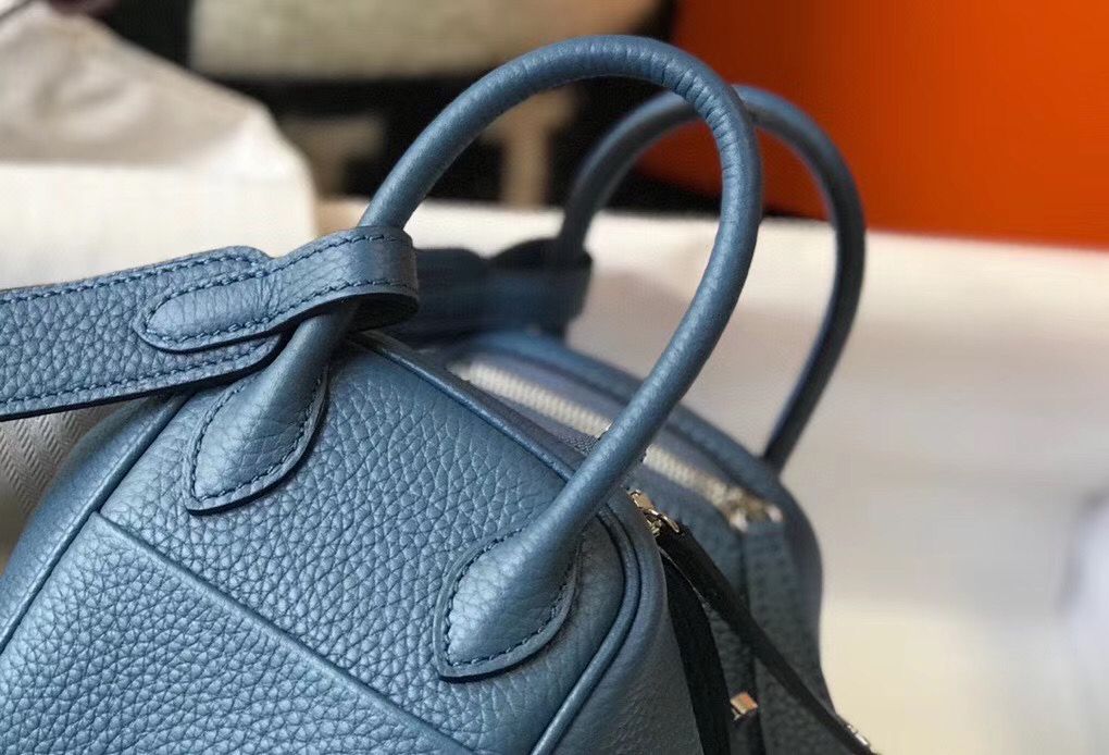 HM Mini Lindy 20cm Blue Agate Clemence Leather