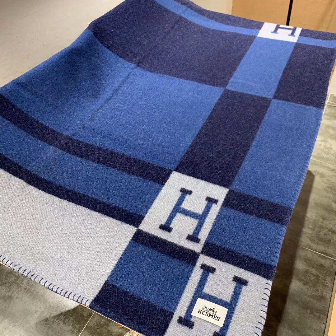 HM Avalon Throw Blanket Marine Wool Cashmere