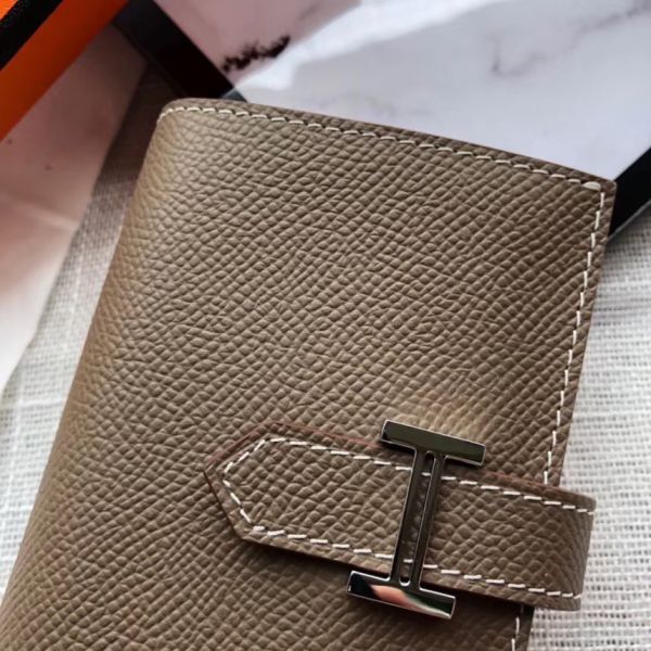HM Bearn 10cm Mini Wallet In Taupe Epsom Leather