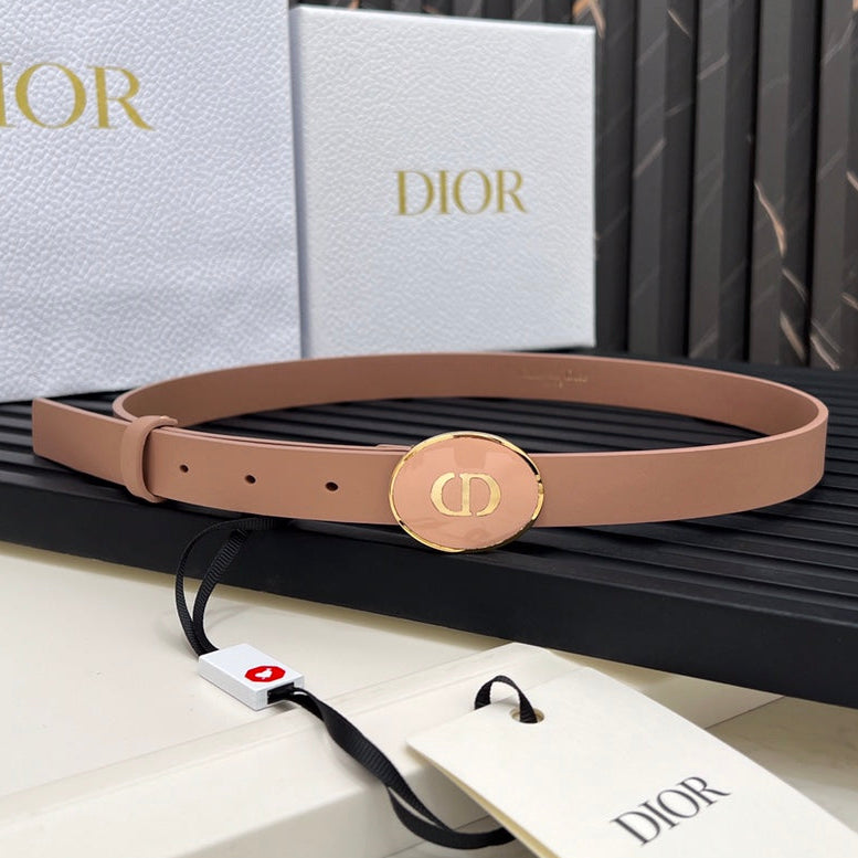 Dior 2026 Teddy-D Oval Buckle Belt 25mm Calfskin