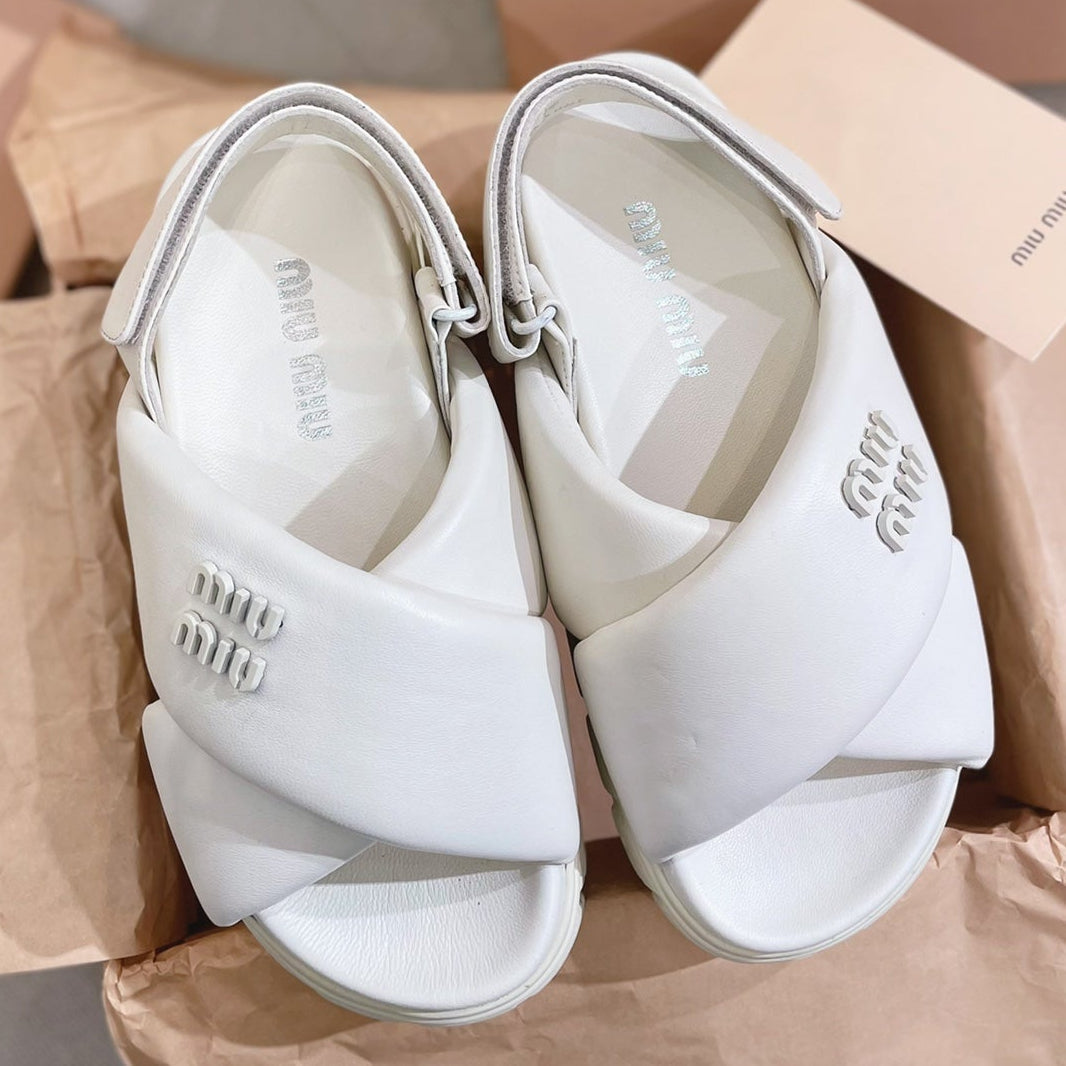 Miu Miu 2026 Criss-Cross Straps Sandals Lambskin 155458