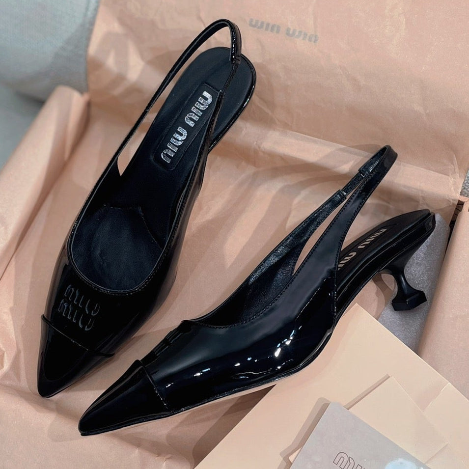 Miu Miu 2026 Pointed-Toe Slingback 45mm Patent Leather 155497