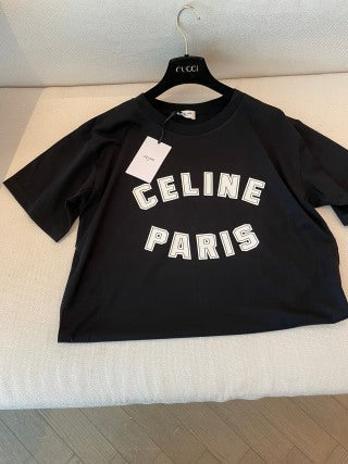Celine Short-sleeved T-shirt Black and White Cotton